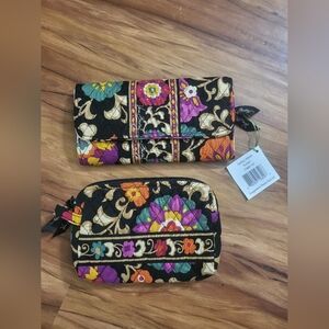 Vera Bradley Gallery Wallet Suzani, Magnetic Close, New, Floral,  Makeup Bag
